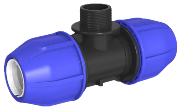 Tee con rosca macho hdpe para manguera